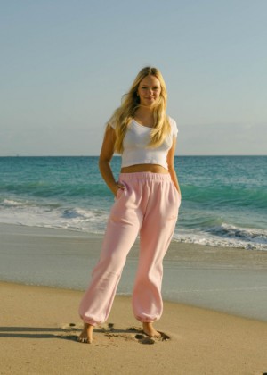 Pink Women Pink Palm Puff Puff Sweatpants | P-30625749