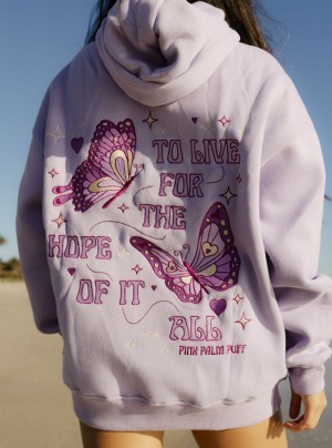 Purple Women Pink Palm Puff To Live For the Hope of it All Hoodie | P-06597439
